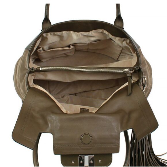 DVF Diane Von Furstenberg Harper Laurel Leather 2Tone Camo Green Shoulder Bag - Picture 9 of 16